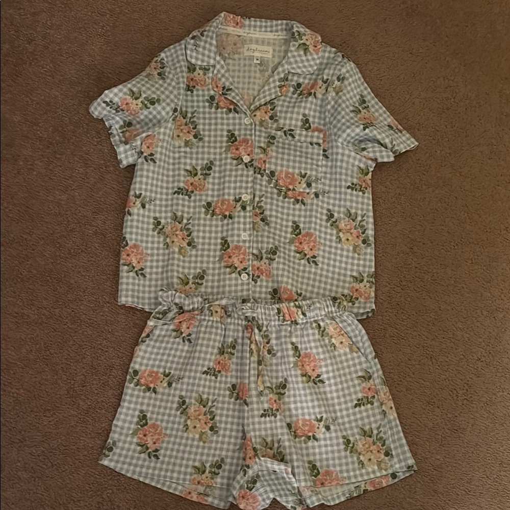 Floral Women’s Pajamas Set - Blue and Pink